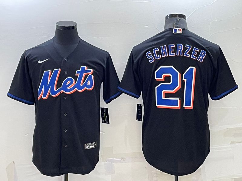 Men New York Mets #21 Scherzer Black Game 2022 Nike MLB Jersey